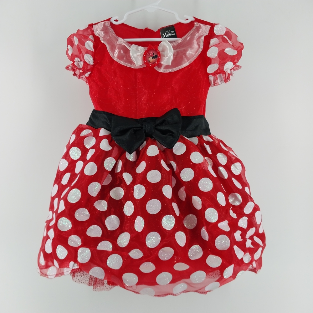 Disney White Polka Dot Princess Costume Red Dress with Bow